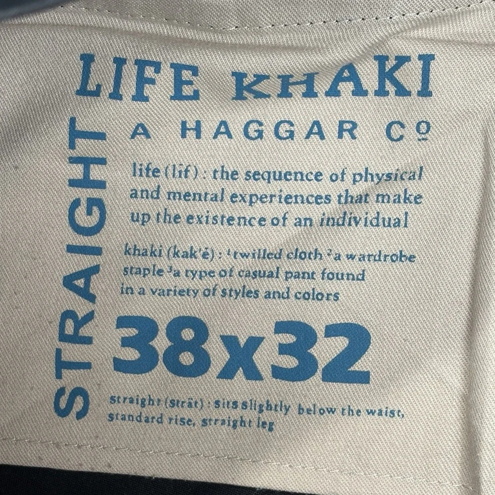 Life Khaki‎ Haggar LK Pants Men's 38x32 Flat Front Straight Leg Pants Black